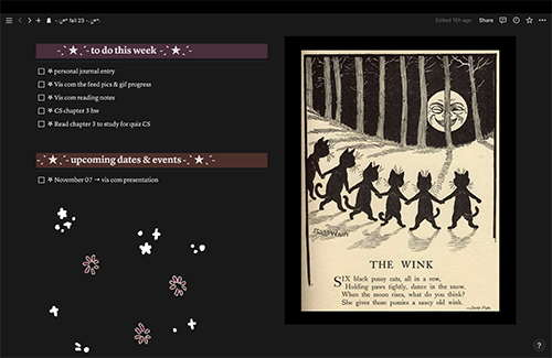 screnshot of notion app.